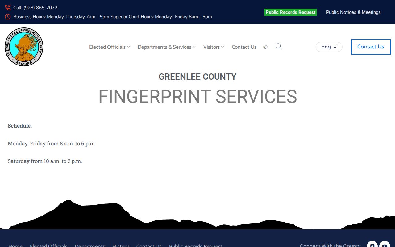 Greenlee County arrest records sheriff fingerprint services