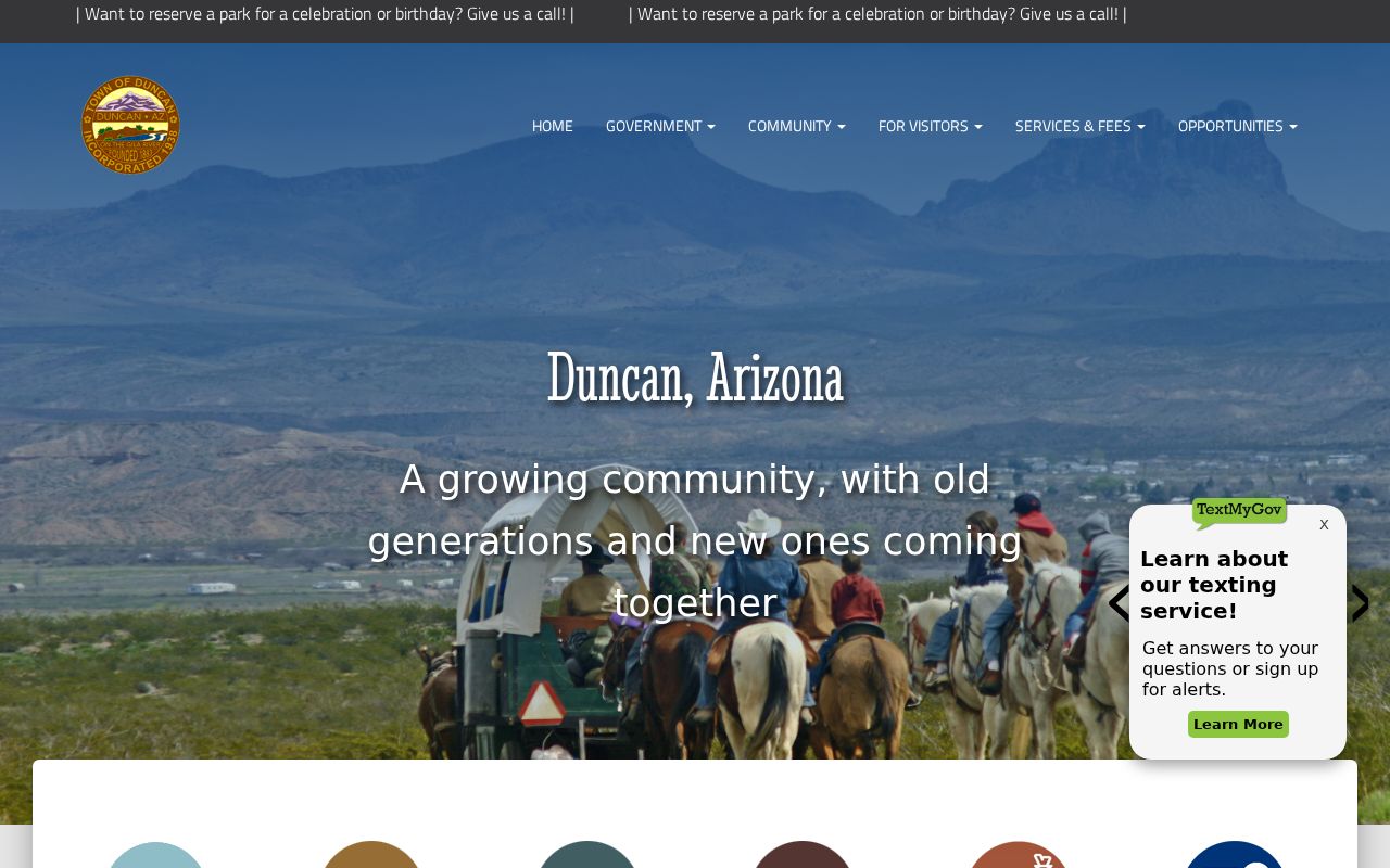 Town of Duncan service page for criminal record office routing in Greenlee County