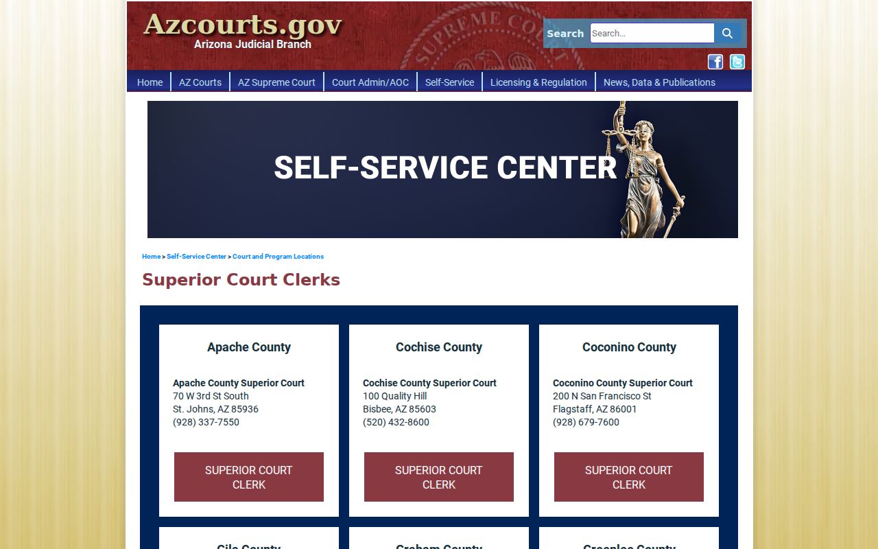 Greenlee County criminal case records Superior Court clerks list
