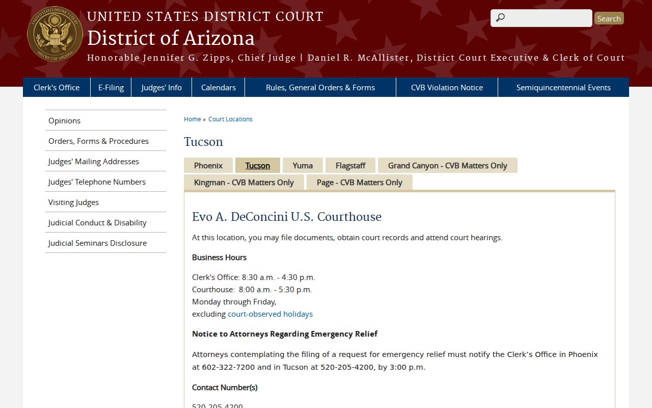Greenlee County federal criminal court records Tucson courthouse