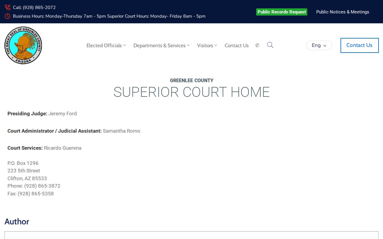 Greenlee County criminal records Superior Court information