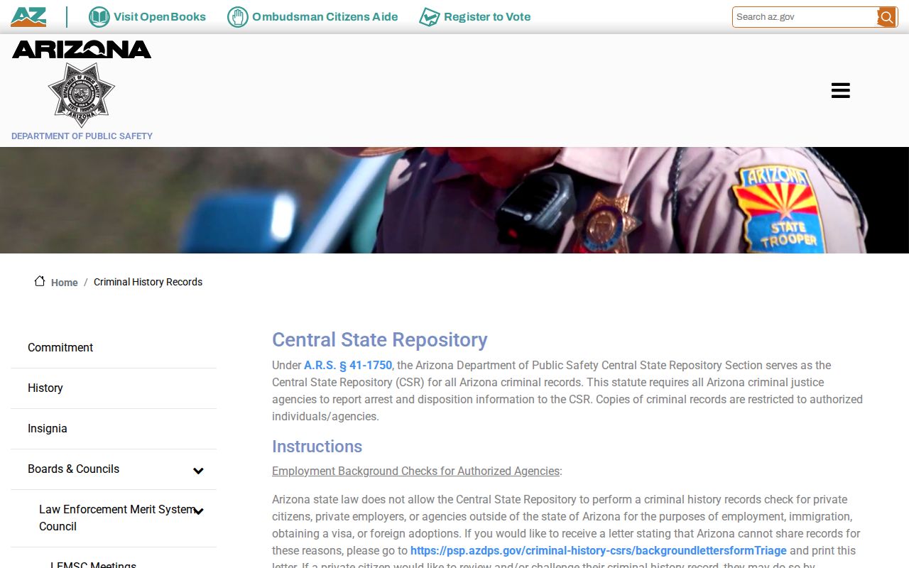 Greenlee County criminal history Arizona DPS record review information