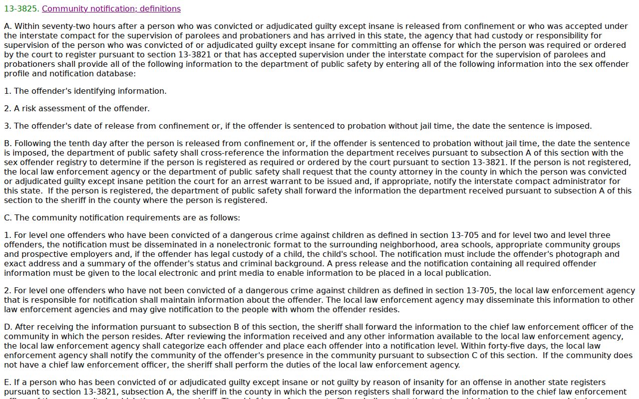 Greenlee County sex offender community notification statute